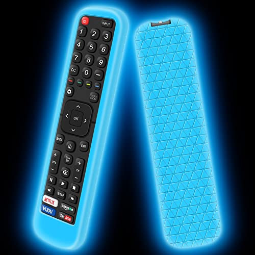 Funda de Silicona para Mando Hisense EN2X27HS EN2BI27H EN2BO27H EN2A27 Control Antideslizante Carcasa de Protector Compatible con Mando Smart TV Hisense (Glow Blue)