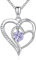 NINAMAID 925 Sterling Silber Halskette Damen Kette Herz Geburtsstein Schmuck Geschenke für Frauen Mama Freundin Mit 5A Cubic Zirkonia