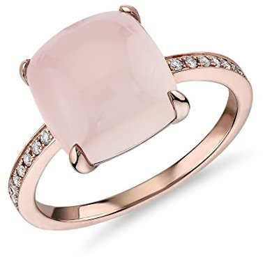 JewelryGift Schmuckgift 14k Rose Gold Überzogene Prong Ring Natürliche Rosenquarz Loose Edelstein Neueste Mossanite Fine Schmuck für Frauen Ring: 56