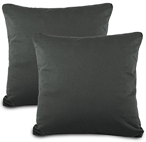 aqua-textil Classic Line Kissenbezug 2er-Set 50x80 anthrazit Baumwolle Kissen Bezug Reißverschluss Jersey Kissenhülle