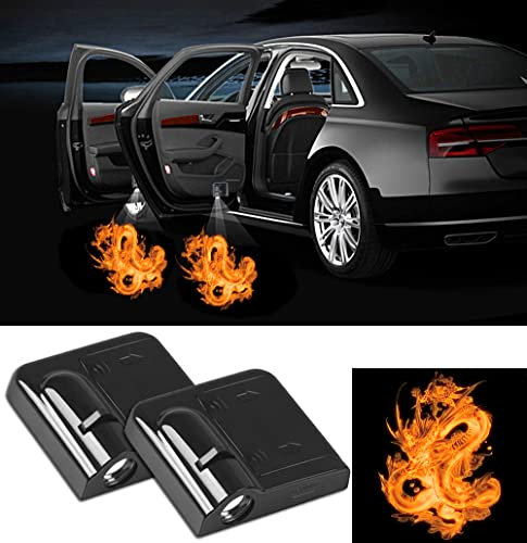 NewL 2 Pcs Led Car Door Welcome Light for Red Fire Dragon Logo Symbol Projector Lights Ghost Shadow Light