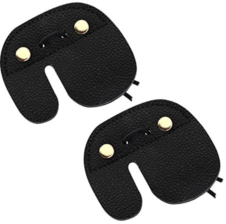 YINETTECH 2 STÜCKE Leder Bogenschießen Finger Tab Doppelte Dicke Schutzfolie Fingerschutz Schießen Übungsausrüstung für Recurve Bögen Schießen Bogen Pfeil Schwarz