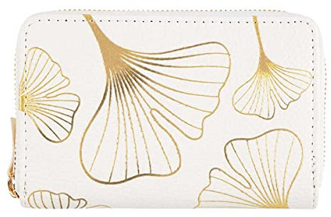 DRAEGER PARIS - Portefeuille - 15 x 2,5 x 9,5 cm - Blanc/Doré - Zippé - Accessoire, Mode, Fashion, Tendance - Idée Cadeau Amis, Famille, Fête Des Mères, Copine