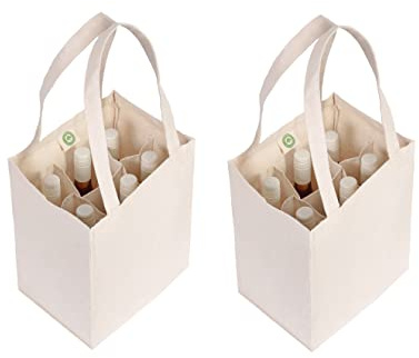 Organic Cotton Mart Six Bottle Canvas Wine Tote Bag