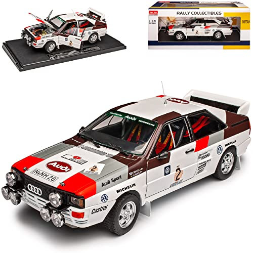 alles-meine.de GmbH A*U*D*I Quattro A2 Mikkola Hertz Gewinner Rally Argentinien 1983 1/18 Sun Star Modell Auto mit individiuellem Wunschkennzeichen