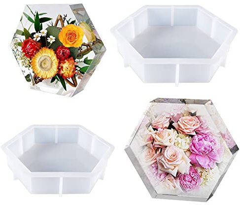 Yayatty 2 Pz Stampi per Resina Epossidica per Fermalibro, Grandi Stampi per Resina Esagonale Stampi in Silicone per Resina per La Conservazione Dei Fiori, Decorazioni per La Casa