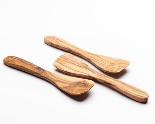 MARGOUMY 3 Mini-Spatel aus Olivenholz, 3 kleine Holzspatel, Raclette-Spatel, kleine Spatel zum Schaufeln, Mischen, Auftragen von Kosmetika, 14 cm, handgeschnitzte, kleine Spatel.
