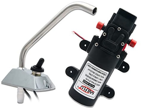 Sostituzione della pompa dell'acqua elettrica Riloer 12V, pompa dell'acqua autoadescante 35PSI con rubinetto, portatile universale per camper marino