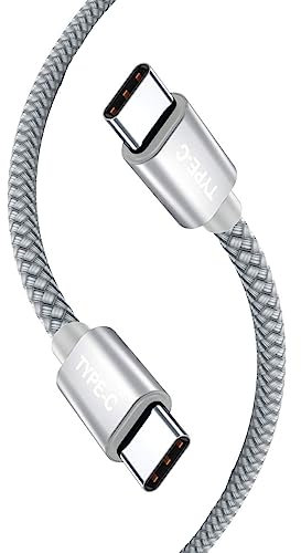 AMPLE Google Pixel 9A Charger Cable Nylon Braided 1M Charger Lead USB C to USB C Charging Cable for Google Pixel 9/9 Pro XL/9 Pro Fold/8/7/6/5/4/3/2/XL/8 Pro/8A/7A/6A/6Pro/5A/4A /3A (SILVER)