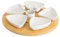 Juego de 6 platos de aperitivo blancos de porcelana con bandeja de bambú natural de Ø 30 cm