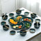 Juego de vajilla de 23 piezas de cerámica de lujo para el hogar, plato de luna, platos y cuencos, platos y palillos para 6 personas, juego de vajilla combinada de porcelana