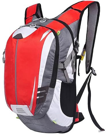 nanologi Fahrradrucksack 18L, Wanderrucksack Nylon Reiserucksack, Sportrucksack, Rucksack mit Helmschutz für Damen Herren bei Radfahren, Radreise - Rot