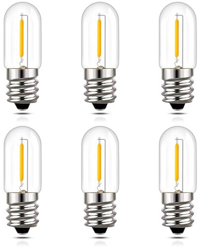 Hcnew Ampoule E12 LED 1W T16 Petite Ampoule E12 Blanc Chaud 2200K Mini lampe à bougie Vintage 1W Équivalant 10W pour lampe de nuit lampe de table lampe à sel 220V-240V,Lot de 6