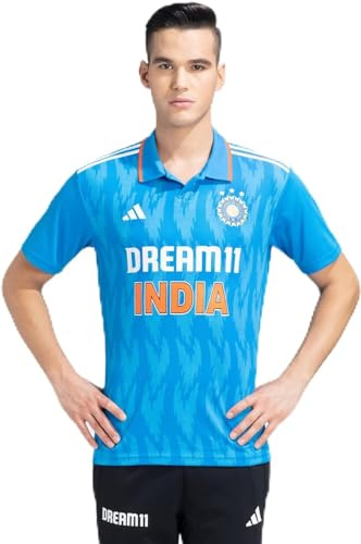 adidas Dream 11 India Cricket ODI Fan Jersey (UK, Alpha, M, Regular, Regular, Right Blue)