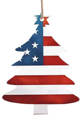 Vintage Amerikanische USA-Flagge Weihnachtsbaum Form 1 Stück Weihnachten Holz Ornamente hängen an Weihnachtsbäumen Weihnachten Urlaub Dekorationen
