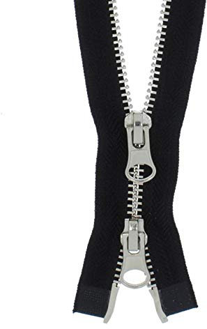 Reißverschluss in Schwarz Kunststoff oder Metall teilbar oder 2 Wege teilbar 5mm oder 8mm (Metall-Silber(5mm) - 2 Wege teilbar, 40cm)