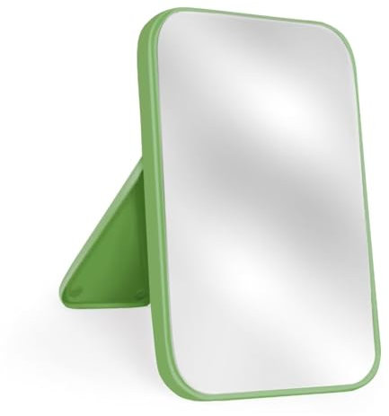 Yatnks Kosmetikspiegel für den Tisch, 20,3 cm, einfacher tragbarer Reisespiegel mit Ständer, zum Aufstellen und Aufhängen an der Wand, Doppelnutzung, Grün