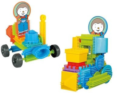 BLOKO - Tube de 100 Blocs avec Une Figurine T’Choupi – Jouet Enfant 1 an et Plus - Fabriqué en Europe - Jeu de Construction 1er âge - 503726