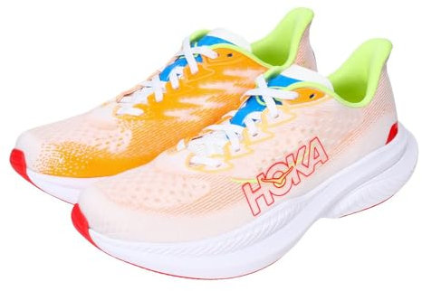 HOKA ONE ONE Herren Mach 6 Sneaker, Weiß/Solar Flare, 44.5 EU
