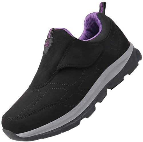 Aocase Chaussure pour Pied Gonflé, Sandales Pied Large Chaussures Orthopédiques Homme Chaussures OrthopéDiques Femme Basket Sneakers sans Lacet,Women Black,40/250mm