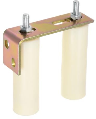 sourcing map Rouleau de guidage pour portail coulissant de 14,2 cm avec support en forme de L pour roues de porte coulissante sur rails d'angle en acier et rails ronds, beige