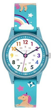 Cander Berlin MNA 0230 E Kinderarmbanduhr Klett Armbanduhr Kinder Mädchen 3 ATM Lernuhr Lernen wasserdicht analog Einhorn