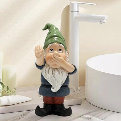 Statue de Lutin pour Décoration Intérieure et Extérieure, 15.5cm Figurine en Résine Tenant le Nez pour Terrasse, Pelouse, Porche, Toilette, Ornement de Cour, Cadeau de Pendaison de Crémaillère Amusant