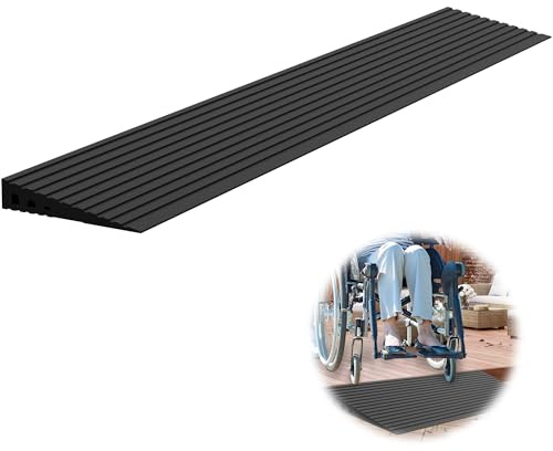 Nuvium 1 Rise Threshold Ramps for Doorways, 2000 Lbs Load Capacity, 35.5 Wide Natural Rubber Power Wheelchair Ramp is Adjustable and Cuttable for Doorways, Curb, Sweeper, Power Scooters, Bathroom