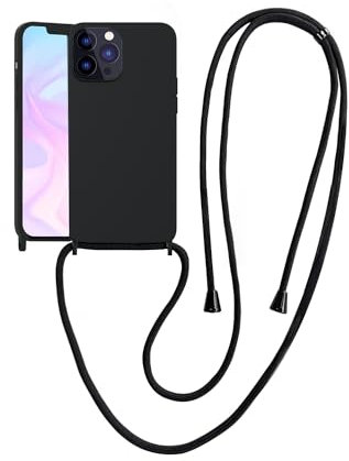 VooDirop Crossbody Case with Strap & Lanyard, Drop Protection Silicone Case for iPhone 6/7/8 Plus 5.5'' Black