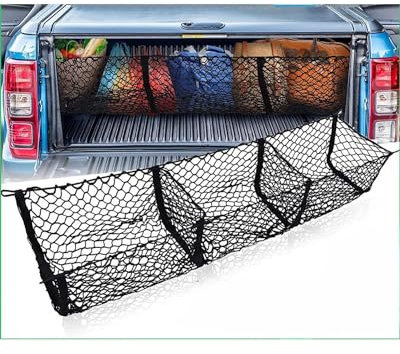 Filet Rangement Coffre Voiture Filet De Chargement À Poches pour SUV pour Pick-up Camion Van Coffre Extensible Filet Rangement Porte-Bagages Robuste