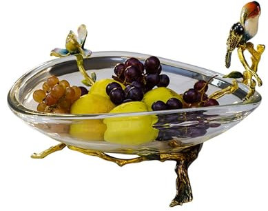 Plato de frutas Plato de fruta de cristal de cristal, bandeja de dulces transparente simple y moderna, plato hondo moderno con patas creativas, pudín, bagatela, tazón for servir postre, plato, ensalad