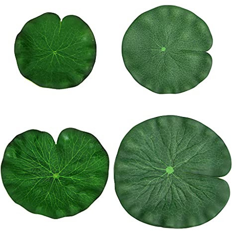 Foglie artificiali, confezione da 4 fontane galleggianti per laghetti, 4 misure, foglie finte impermeabili