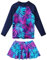 ZNYUNE Kids Girls UPF 50+ UV Sun Protection Rash Guard Swimsuit Long Sleeves Flower Summer Swimming Beach Costume S379 NavyLeaves 16A