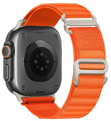 Alpine Loop Nylon Armband - Kompatibel mit Apple Watch Ultra 2/Ultra Armband 49mm 46mm 45mm 44mm Männer Frauen, Verstellbar mit Metall G-Hook Armbänder für iWatch Ultra 2/Ultra Series 10 SE 9/8/7/6/5