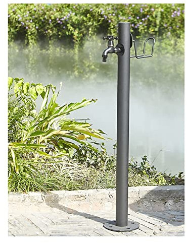 XNZJHPP Colonne d'eau de Jardin avec Robinet, Support de Tuyau décoratif extérieur, Acier Inoxydable, revêtement, Rangement du Jardin (Black)