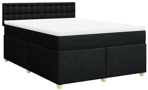vidaXL Boxspringbett mit Matratze Schwarz 160x200 cm Stoff