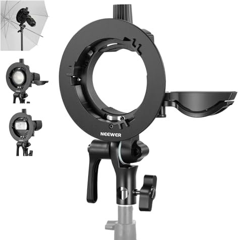NEEWER CRB1 S Typ Halterung mit Bowens Mount und Schirmloch für Z2 Z1 Z760 NW760 NW700 TT560 Q3 Quadratkopf Rundkopf Blitz Speedlite Kompatibel mit Godox AD200Pro V1
