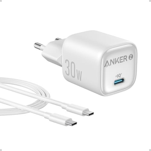 Anker 30W USB C Ladegerät, kompaktes GaN Schnellladegerät, 3X schnelleres Aufladen USB C Netzteil, Kompatibel mit iPhone 16/15/14/13/12, iPad, Samsung Galaxy S24/S23, Pixel, und mehr