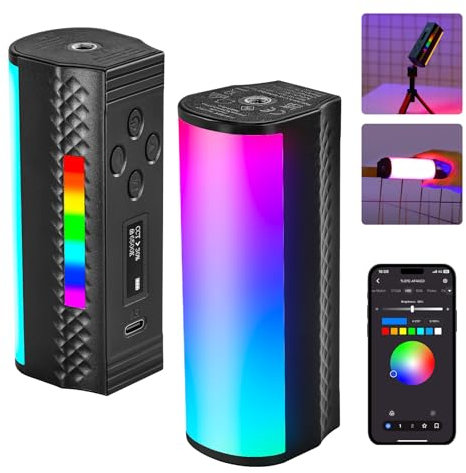 NEEWER Magnetic Handheld Light Wand [2 Pack] with APP Control, 360° Full RGB Mini LED Video Light Stick 2500K~8500K Dimmable CRI 97 with 2550mAh Battery, 17 Scenes for Photography Vlog TikTok, TL97C