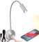WisHomee Lámpara de lectura de pared regulable con puerto de carga USB, lámpara de cama LED de 3 colores, lámpara de pared flexible, lámpara de pared con enchufe (Níquel)
