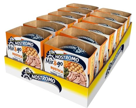Nostromo - Piatto pronto Mix&Go Rustica con Tonno, Ceci, e Cous Cous. 12 confezioni da 190gr