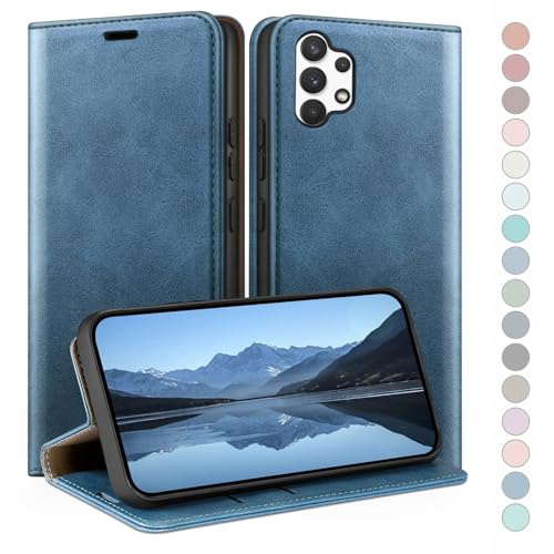 HUOUH for Samsung Galaxy A13 5G Wallet case with RFID Blocking PU Leather,Flip Folio Book covers,Credit Card Holder Shockproof Phone case Women Men for Samsung A13 case Bright Blue