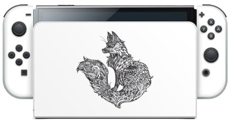 DeinDesign Skin kompatibel mit Nintendo Switch OLED Folie Sticker Black & White Fuchs Mandala