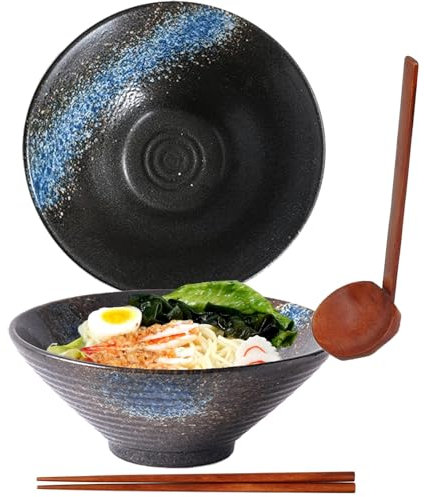 Bol à ramen japonais en céramique, 1200 ml, avec cuillère, baguettes, bols à soupe, bols à ramen, bols à céréales, saladiers