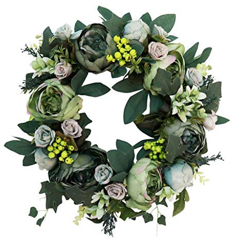 Künstlicher Pfingstrosen-Blumenkranz, Rattan-Girlande, Hochzeitsdekoration, 6 Stück