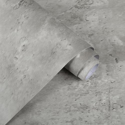 Alened Sticky Back Plastic Grey Vinyl Wrap 40x500cm Concrete Effect Self Adhesive Peel and Stick Wallpaper Matte Waterproof Removable Decorative for Kitchen Furniture