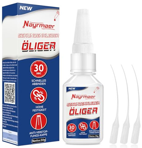 Nayrmaer Öliger Kleber 30g, Sekundenkleber Extra Stark, Schweißen Hochfester Ölkleber für Kunststoff, Keramik, Leder, Gummi, Metall, Holz usw.