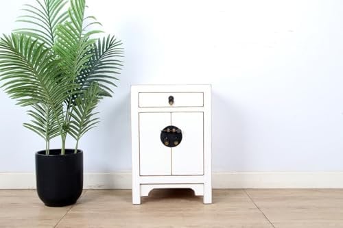 Yajutang Commode chinoise en bois massif blanc crème