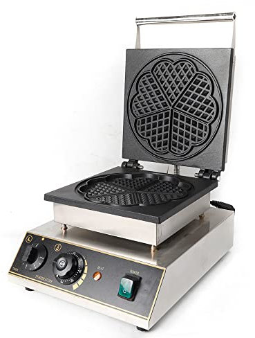 Kommerzieller Waffeleisen, 1750W Timer Edelstahl Gastro Waffel Maker Herzform