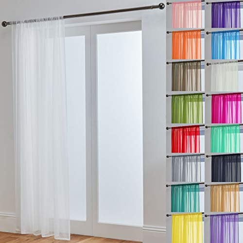 John Aird Lucy Voile Curtains - Rod Pocket Slot Top - Net Curtains - 1 Panel (White, 58 Wide x 48 Drop)